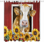Cows Sunflowers Living Room Curtains 84 Inch Length, Window Curtains Tab Top, Spring Floral Bees Farmhouse Barn Light Filtering Window Treatments Drapes 52"x84" 2 Panel