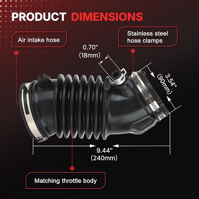 17228-5J6-A00 Air Cleaner Intake Hose Tube for 14-16 Acura MDX /16-22 Honda Pilot/Ridgeline/Odyssey/Passport Replaces# 172285J6A00 W0159-N914242 17228-5J6-A10(17228-5J6-A00)