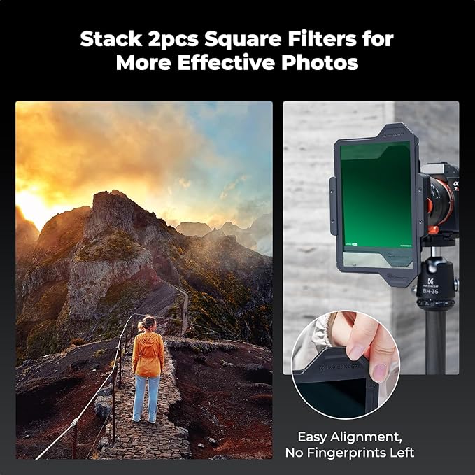 K&F CONCEPT X PRO Square Filters Holder System Kit (Filter Holder + 95mm Circular Polarizer + Square GND8 Filter + ND1000 + 4 Filter Adapter Rings) for Camera Lens
