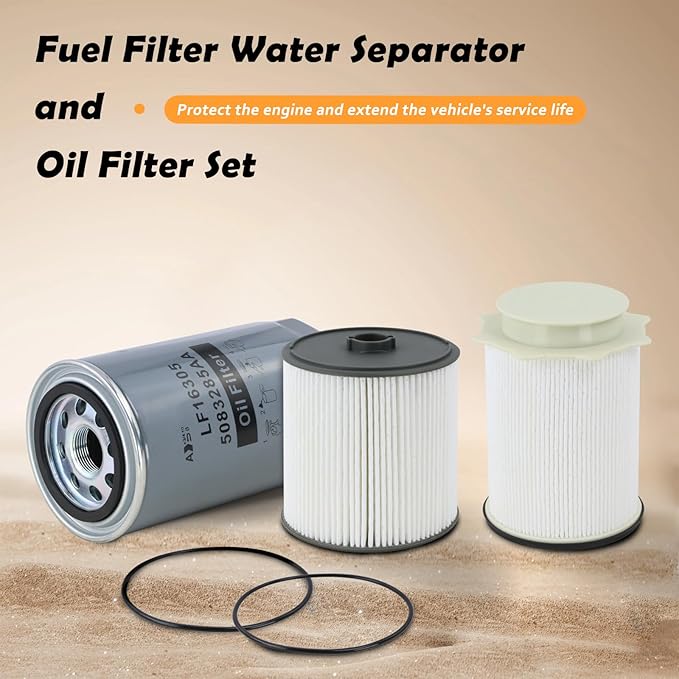 Fuel Filter Water Separator and Oil Filter Set Fit for 2019-2024 Dodge Ram 2500 3500 4500 5500 6.7L Cummins Diesel Engines Replaces# 68436631AA 68157291AA 5083285AA