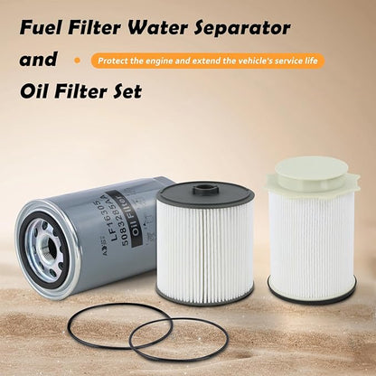 Fuel Filter Water Separator and Oil Filter Set Fit for 2019-2024 Dodge Ram 2500 3500 4500 5500 6.7L Cummins Diesel Engines Replaces# 68436631AA 68157291AA 5083285AA