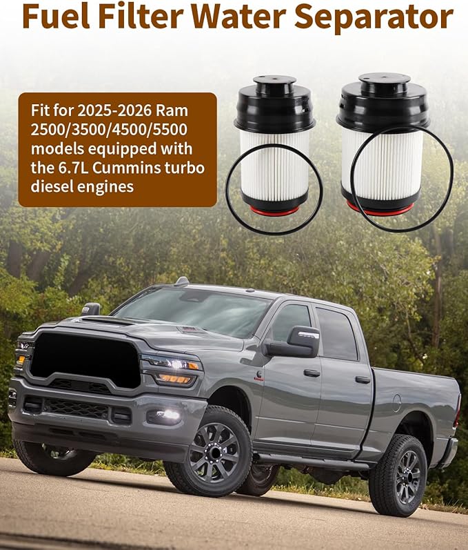 68677800AA Fuel Filter Kit Fit for Ram 2500 3500 4500 5500 Truck 2025 2026 6.7L L6 Cummins Diesel Turbo Engine | Fuel/Water Separator Filter