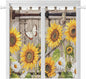Farmhouse Sunflowers Bathroom Curtains 63 Inch Length, Window Curtains Tab Top, Rustic Barn Doors Flowers Butterfly Wooden Light Filtering Window Treatments Drapes 52"x63" 2 Panel