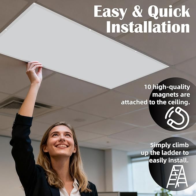 Fluorescent Light Covers - Classroom Covers for Ceiling Lights, 1 PCS 4 x 2 Feet Magnetic Light Filters, Classroom, Office Decor (Light Gray)