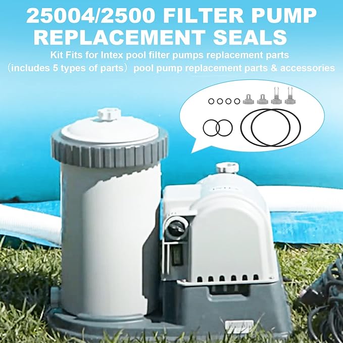 25004/2500 Filter Pump Replacement Seals Kit Fits for Intex Pool Filter Pumps Replacement Parts (Includes 5 Types of Parts) Pool Pump Replacement Parts & Accessories