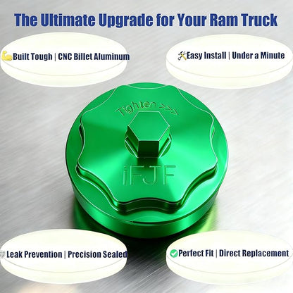 iFJF 68065612AA Fuel Filter Housing Cover Cap Replacement for 2011-2024 Ram 6.7L 2500 3500 4500 5500 2010 DODGE RAM 2500 3500 PICKUP DODGE RAM 4000-5000 Cummins Diesel Engine Billet Aluminum (Green)