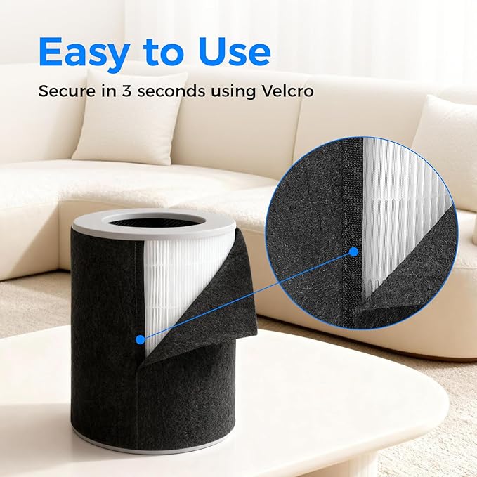 HEPA Air Purifier Pre Kit Filter, 6-Pack Carbon Pre-Filter up to 99.97% of Pet Hair, Oders, Smoke, Pollen, Dust, VOC, Kitchen, Wildfire/Smoke-Compatible with PJ11 Air Purifiers