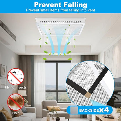 4-Pack 5"x11" White Powerful Magnetic Vent Covers - Super Strong Neodymium Magnets, No Slip & No Drill Needed - Secure Fit for Floor/Wall/Ceiling Registers - Durable Air Vent Screen (White, 5x11)