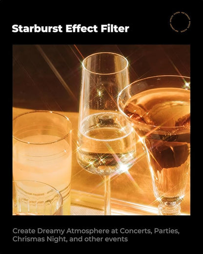 K&F Concept 62mm Variable Star Filter 4, 8 Points Cross Screen Effect-18 Layer Coating Ultra Slim Optical Glass for Camera Lens with 3 Cleaning Cloth