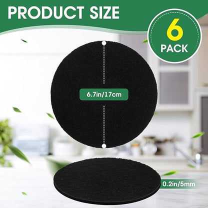 6 Pack Charcoal Filters for Compost Bucket，Compost Filters for Countertop Bin， Odor-Absorbing Activated Charcoal Replacement for Kitchen Compost Bins，6.7 Inch，Compost Filter
