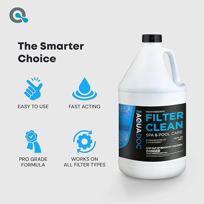 AquaDoc Spa & Hot Tub Filter Cleaner Soak - 64oz - Pool Filter Cleaner & Cartridge Cleaning Solution - Made in USA