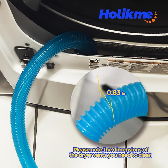 Holikme Dryer Vent Cleaner Kit 2 Pieces - Upgraded Dryer Lint Screens Cleaner Brush Part,Compatible with Most Vacuum Cleaner,Vacuum Hose Attachment & Refrigerator Coil Brush,Quickly Lint Remove,Blue