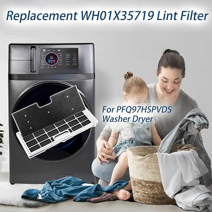 WH01X35719 Lint Filter,WH01X35719 Washer Dryer Filter Sponge Compatible With GE Washer Dryer Combo,Hand Washable Reusable Foam Lint Filter,Replaces WH01X35719 For PFQ97HSPVDS Washer Dryer (Pack of 4)