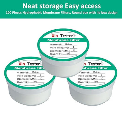 Xin Tester 100 Pieces Nylon Disc Membrane Filters, 50 mm Diameter, 3µm Pore Size