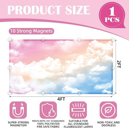 Fluorescent Light Covers - Classroom Covers for Ceiling Lights, 1 PCS 4 x 2 Feet Magnetic Light Filters, Classroom, Office Decor (Rainbow)