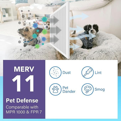 LotFancy 14x20x1 Air Filter MERV 11 6-Pack, Electrostatic Pleated AC Furnace Air Filter, Captures Dust, Smog & Pet Dander, Actual Size: 13.75"x19.75"x0.75"