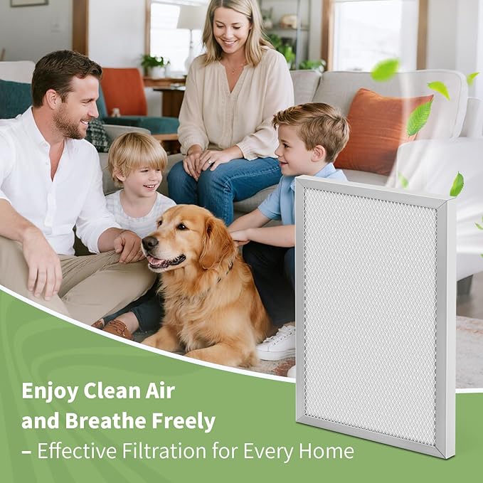 16x20x1 Reusable Air Filter MERV 8 Washable Furnace & AC Filter with 2 Extra Media Pads, Aluminum Electrostatic Air Filters for Home, Fits HVAC System, Air Conditioner, Air Handler