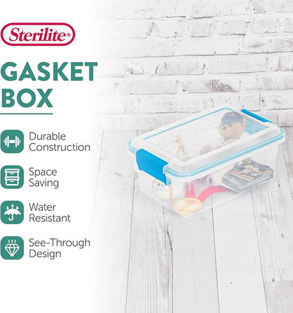 Sterilite 18-Pack Gasket Box, Weather-Resistant Storage Bins with Latching Lids, 7.5 Quart - Heavy-Duty Organizing Containers for Closet, Bathroom, and Office