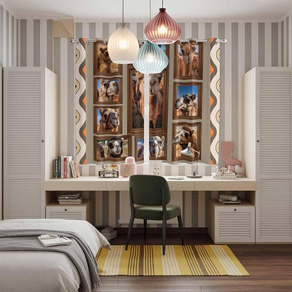 2 Panel Kitchen Cafe Curtains, Desert Camels Sunlight Filtering Nature Air Through, Home Decor Window Covering Tier Curtains for Living Room 104W x 84L inch Western Wildlife Brown Animals Country