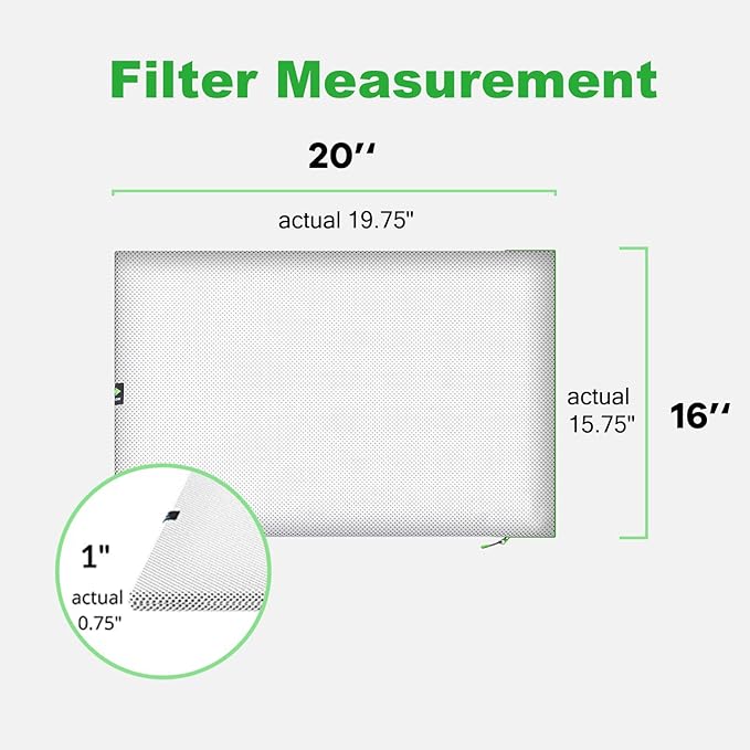 Reair 16x20x1 Extra Replacement Filter without Frame, Washable and Reusable Air Filter 16x20x1 for AC HVAC Furnace, MERV 8 Air Filters Machine Washable, AC Furnace Air Filter without Frame