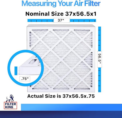 Filter King 37x56.5x1 Air Filter | 4-PACK | MERV 8 HVAC Pleated A/C Furnace Filters | MADE IN USA | Actual Size: 37 x 56.5 x .75"