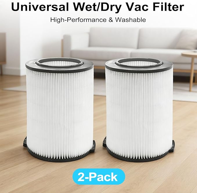 VF4000 Filter Replacement for Rid gid Shop Vac Filters 5-20 Gallon Rid gid Vacuum Filter 6-9 Gallon Husky Vacuum, with 2 Foam Sleeve 2 Filter