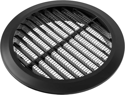 Vent Systems 5'' Inch - Black - Pack of 2 - Soffit Vent Cover - Round Air Vent Louver - Grill Cover - Built-in Insect Screen - HVAC Vents for Bathroom, Home Office, Kitchen