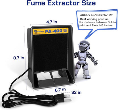 Antidious Fume Extractor Anti-ESD Solder Smoke Absorber Portable Filter for Soldering DIY Fan Extraction Equipment with Spare Activated Carbon for Brazing Welding Soldering, Fume Prevention Remover
