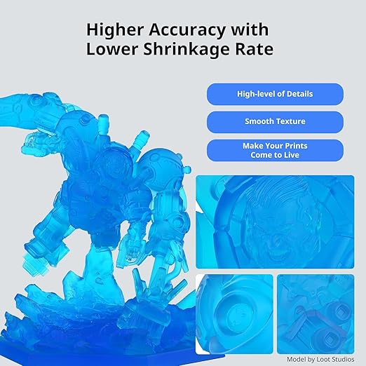 ANYCUBIC ABS-Like Resin 3.0, Upgraded 14K 3D Printer Resin with Enhanced Strength and Toughness, High Precision, Low Odor, Wide Compatibility for All LCD Resin 3D Printers (Clear Blue, 1kg)