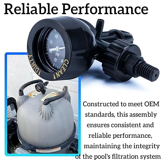 Pressure Gauge Assembly Replacement for Jandy CV340 CL460 CL580 DEL60 DEL48 DEV60 Pool Pump Filter R0357200 Parts, Pool Filter Gauge with Air Relief Valve