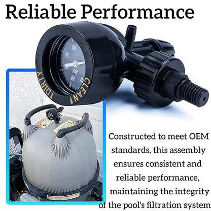 Pressure Gauge Assembly Replacement for Jandy CV340 CL460 CL580 DEL60 DEL48 DEV60 Pool Pump Filter R0357200 Parts, Pool Filter Gauge with Air Relief Valve