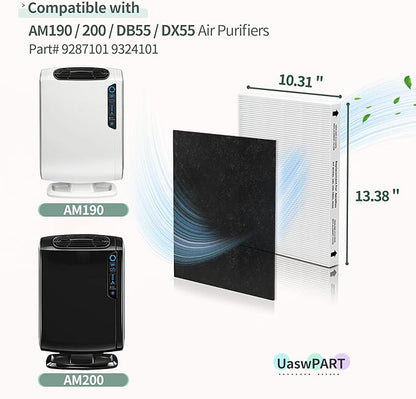 Aera-Max 200 HEPA Filter Replacement 9287101 Compatible with Fellowes AeraMax 190/200/DX55 Air Cleaner Purifiers HEPA Filter, 4X H13 HEPA & 8X Extra Carbon Pre-Filters (9324101)
