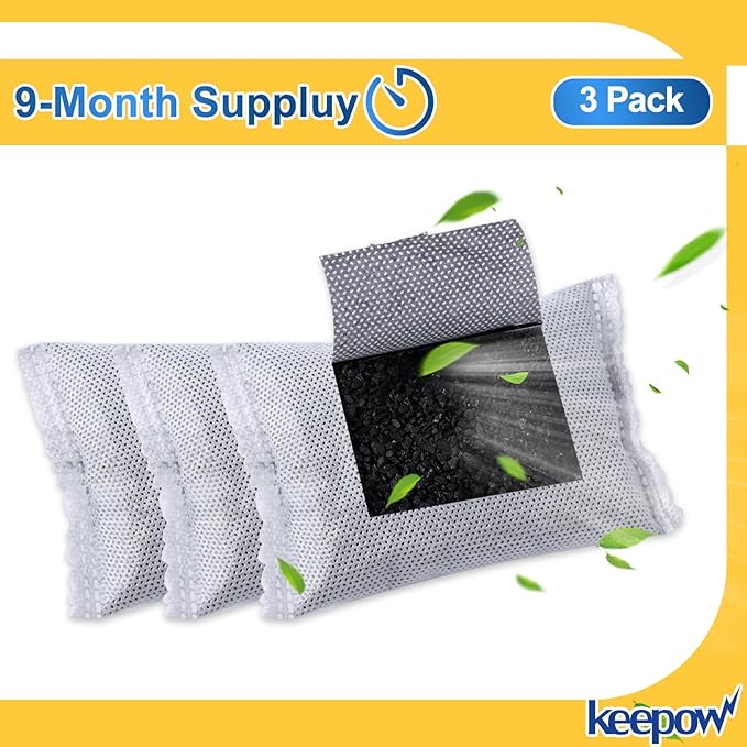 KEEPOW Activated Charcoal Odor Absorber, Trash Can Deodorizer, Diaper Pail Deodorizer, Odor Filter Refill for iTouchless 8 Gallon & Larger for iTouchless 13 Gallon Trash Can Diaper Garbage Can, 3Pack