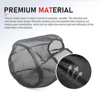 Air Filter Cover, Thickened Car Cold Air Intake Filter Dust Sock Cover, Universal for High Flow Air Intake Filters (Small, Black)