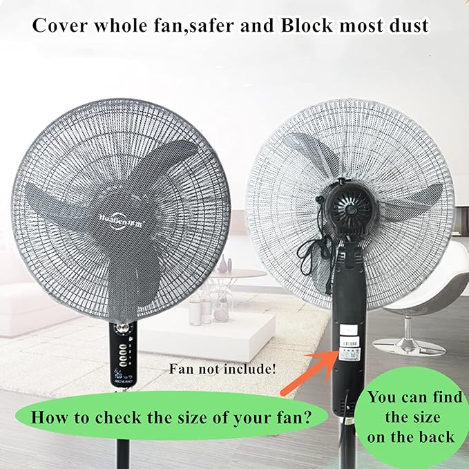 2 Pack-18" Fan Safety Protection Cover,Kid Children Finger Protect Fan Net Guard,Washable Pedestal Fans Dustproof Covers,Summer Fans Safety Dust Covers for Parents of Toddlers(1pcs/Black+1pcs/White)