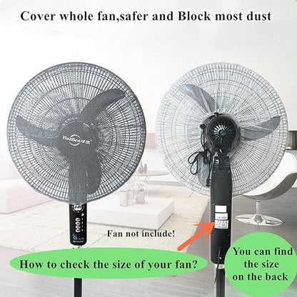 2 Pack - 18" Fan Safety Protection Cover,Kid Children Baby Finger Protect Fan Net Guard,Washable Pedestal Fans Dustproof Covers,Summer Fans Safety Dust Covers,Perfect for Parents of Toddlers (Black)