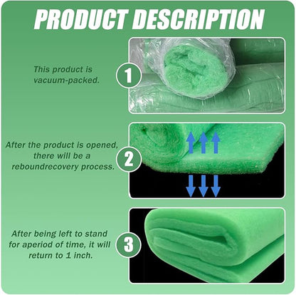 2PC Aquarium Filter Floss - 12" x 78" (6.5ft per roll) - Total 13ft - 1" Thick Premium Polyester Filter Pad for Fish Tank - Mechanical Filtration, Crystal Clear Water, Fits Most Filters(13ft)