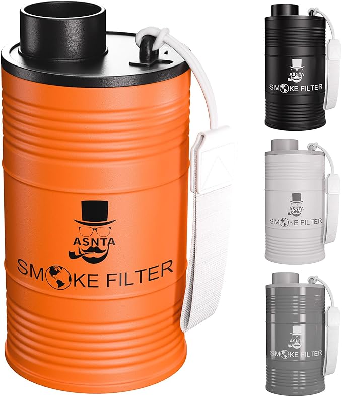 Metal Housing Personal Filter - Effectively Captures Smoke and Removes Odors,Long-Term Use, Equipped with Replaceable Cartridge (Orange)
