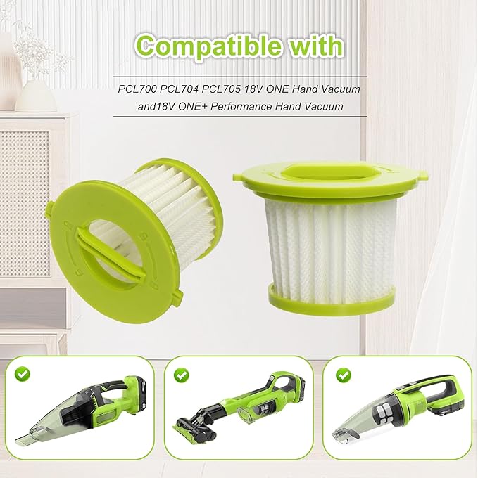 Replacement Filter Compatible with Ryobi ONE+ 18V Handheld Vacuum Models PCL700 PCL704 PCL705 Part # A32F05N A32HF00 Reusable Filter Set (4 Pack)