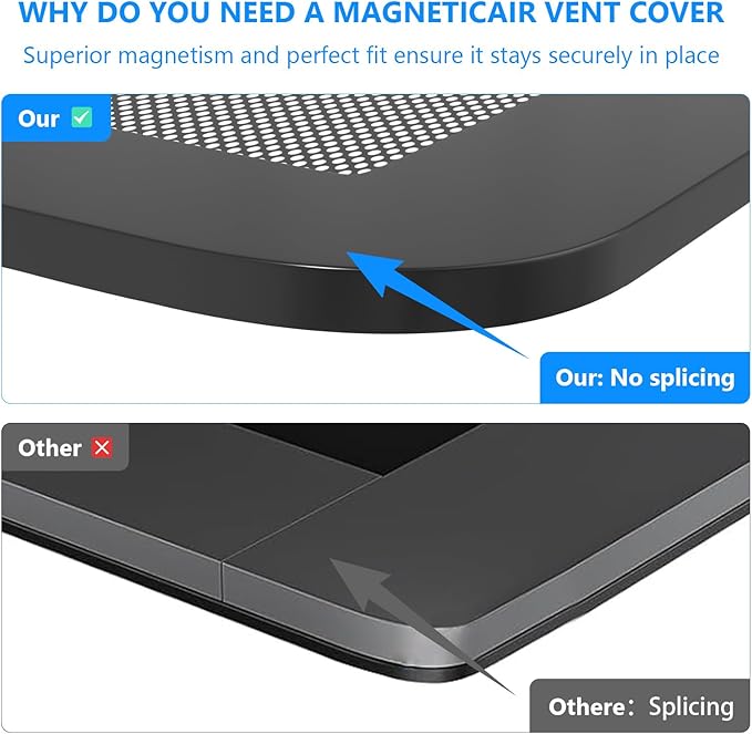 Magnetic Vent Screen Mesh Covers 3 Pack -5.5x12, Air Vent Filters with Durable PVC Frame, Air Vent Screen Register Trap,Vent Mesh–Upgraded Thickness(2.5mm) for Home Wall Ceiling (Black)