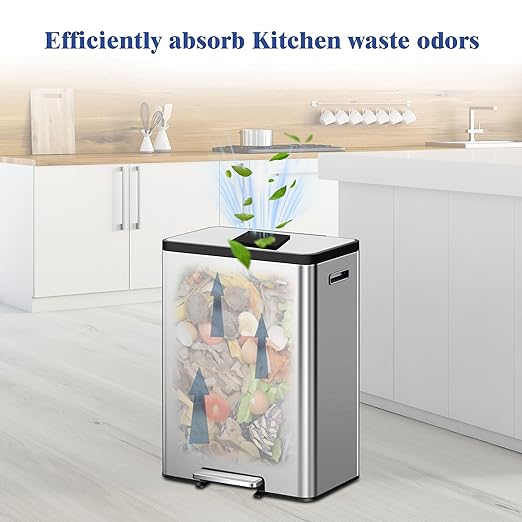 20 Packs Trash Can Odor Absorbing Filter Refills for EKO Garbage Cans and Compost Bin, Activated Charcoal Deodorizer, Activated Carbon Filter, Odor Absorber
