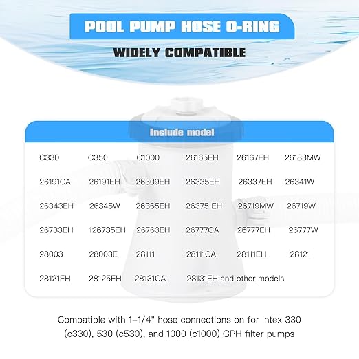 10PCS Hose Connection O-Rings Replacement 10134 Fit for Intex 1-1/4” Hose Connections, Fit for 26719MW, 26719W, 26733EH, 26735EH Filter Pumps Models
