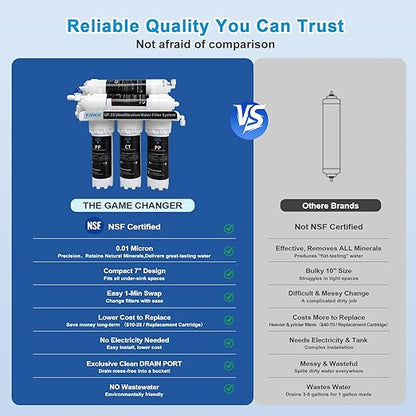 Eiree UF33 6 Stages Ultra Filtration Under Sink Water Filter System Under Counter Water Filter Direct Connect to Kitchen Faucet, Reduces Chlorine, Taste and Odor, Fluoride