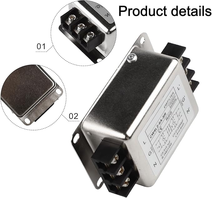 Single-Phase 2-Stage Power Supply Filter Anti-interference With Alloy Shell For CW4L2 Models Electrical And Electronic Equipment(6A)