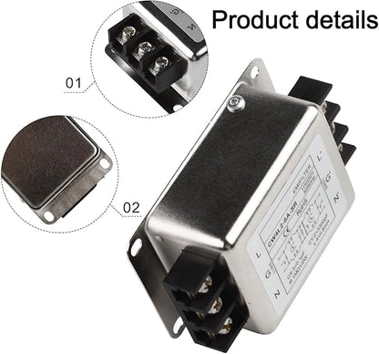 Single-Phase 2-Stage Power Supply Filter Anti-interference With Alloy Shell For CW4L2 Models Electrical And Electronic Equipment(6A)