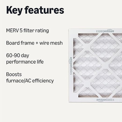 Amazon Basics Merv 5 AC Furnace Air Filter 12x12x1 inches, Pack of 6 (Actual size: 11.75" x 11.75" x 0.75")