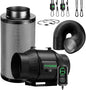 VIVOSUN Smart Air Filtration T6 Kit 6", AeroZesh T6 Inline Duct Fan with E12 Speed Controller, Carbon Filter & 8' Ducting, Cooling & Ventilation System for Grow Tents, Indoor Gardening, Hydroponics