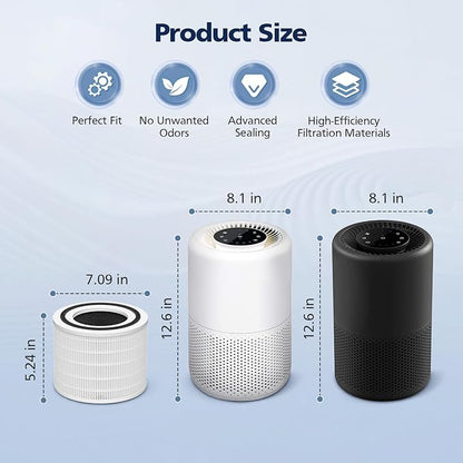 2 Pack Core 200S Replacement Filter, Compatible with LEVOIT Core 200S Core 200S-P Smart WiFi Air Purifier, Compare Part# Core 200S-RF, Core 200S-P, White