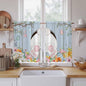 Easter Kitchen Tier Curtains 45 Inch Long 2 Panel Set,Rod Pocket Short Window Treatment,Spring Watercolor Bunny Eggs Flower Wood Grain Blue Light Filtering Curtains & Drapes for Bathroom 27.5"W x 45"L
