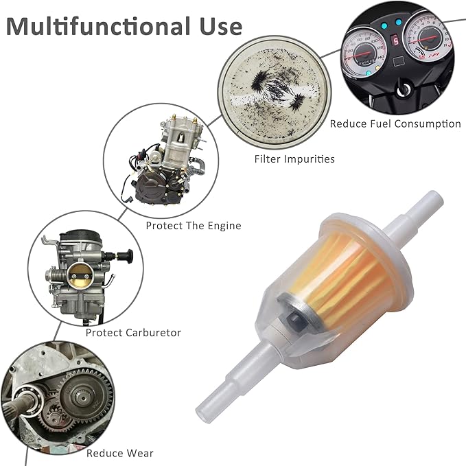 Universal Gas Inline Fuel Filters with Magnet for Motorcycle ATV Quad Go Karts Accessories 1/4 Inch x 5/16 Inch (Pack of 10)